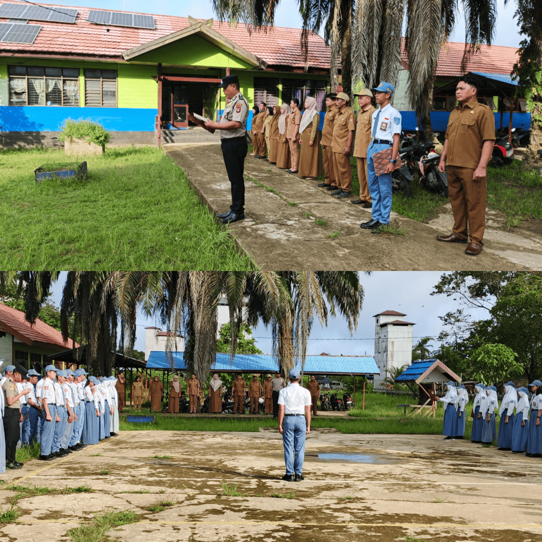 Kanit BIMAS Polsek Dusun Hilir Pimpin Upacara Bendera di SMAN 1 Dusun Hilir